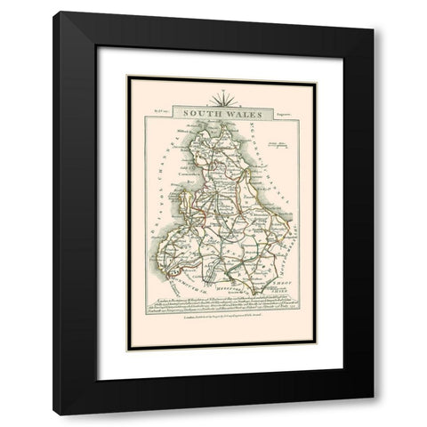 South Wales - Cary 1792 Black Modern Wood Framed Art Print with Double Matting by Cary