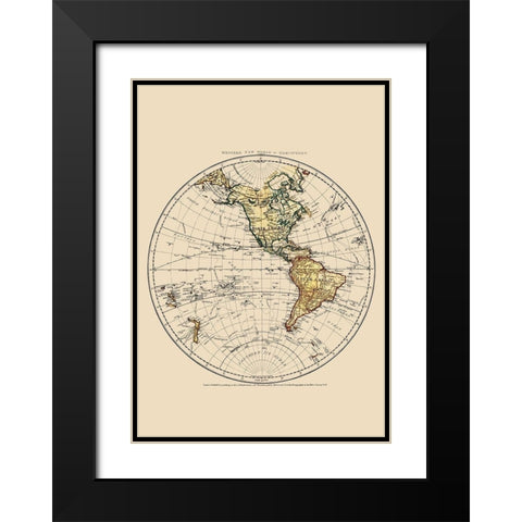 Western Hemisphere - Faden 1786 Black Modern Wood Framed Art Print with Double Matting by Faden