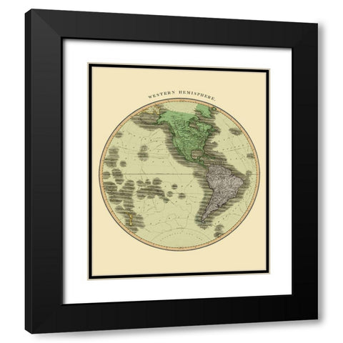 Western Hemisphere - Thomson 1814 Black Modern Wood Framed Art Print with Double Matting by Thomson