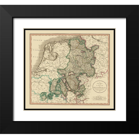 Westphalia Region Germany - Cary 1799 Black Modern Wood Framed Art Print with Double Matting by Cary