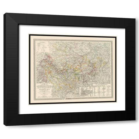 Weimer Region Germany - Weiland 1856 Black Modern Wood Framed Art Print with Double Matting by Weiland