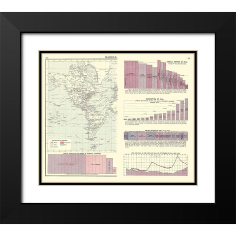 Western Hemisphere Marble Coal Chart - Newnes 1907 Black Modern Wood Framed Art Print with Double Matting by Newnes