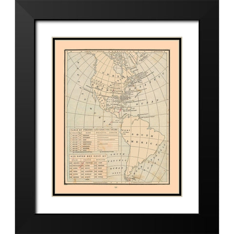 Western Hemisphire Discovery - Cram 1888 Black Modern Wood Framed Art Print with Double Matting by Cram