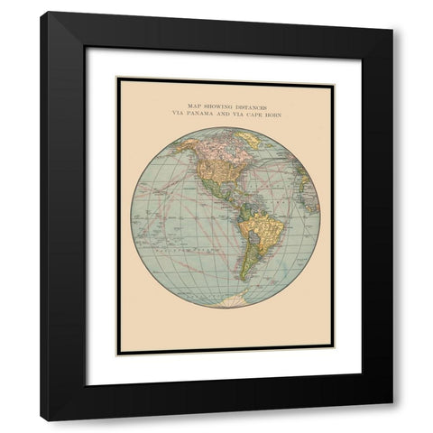Western Hemisphere - Hammond 1910 Black Modern Wood Framed Art Print with Double Matting by Hammond