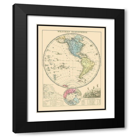 Western Hemisphere - Mitchell 1869 Black Modern Wood Framed Art Print with Double Matting by Mitchell
