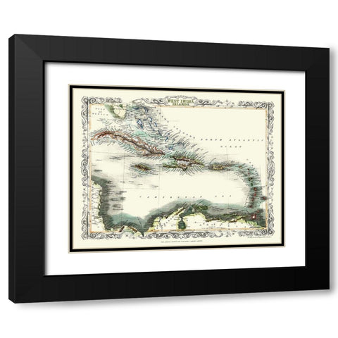 West Indies Islands - London Print 1860 Black Modern Wood Framed Art Print with Double Matting by London Print