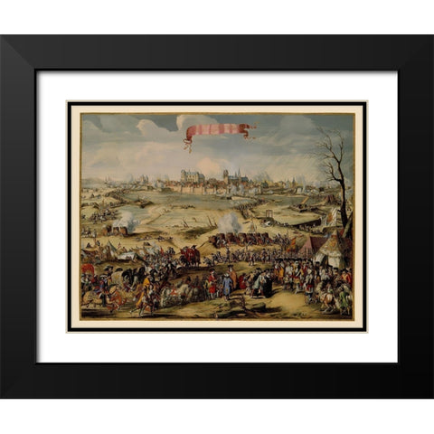 Wismar Siege Mecklenburg Germany - DeHooghe 1675 Black Modern Wood Framed Art Print with Double Matting by De Hooghe
