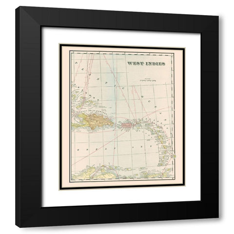 West Indies - Cram 1898 Black Modern Wood Framed Art Print with Double Matting by Cram