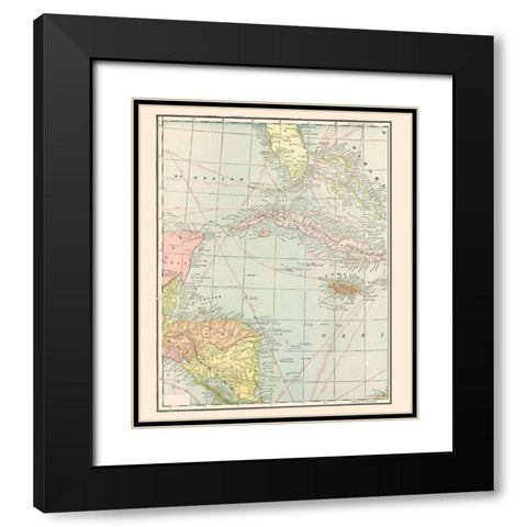 West Indies - Cram 1898 Black Modern Wood Framed Art Print with Double Matting by Cram