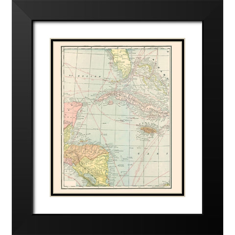 West Indies - Cram 1898 Black Modern Wood Framed Art Print with Double Matting by Cram