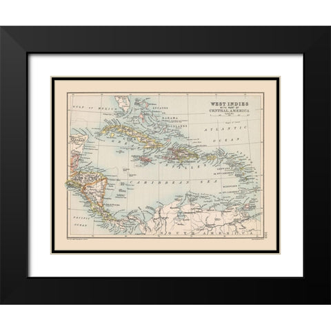 West Indies Central America - Bartholomew 1892 Black Modern Wood Framed Art Print with Double Matting by Bartholomew