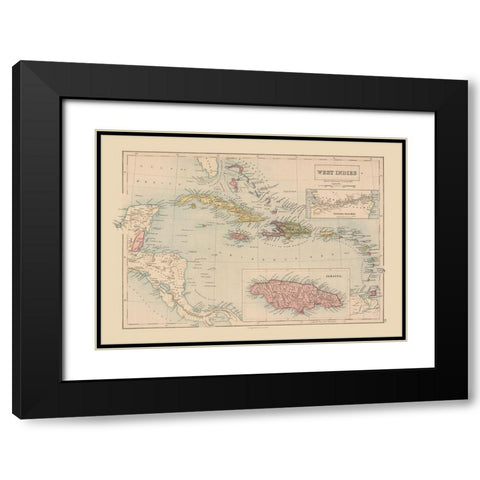 West Indies - Black 1867 Black Modern Wood Framed Art Print with Double Matting by Black