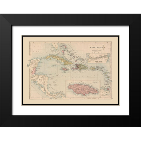 West Indies - Black 1867 Black Modern Wood Framed Art Print with Double Matting by Black