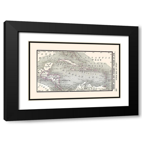 West Indies Central America - Alden 1886 Black Modern Wood Framed Art Print with Double Matting by Alden
