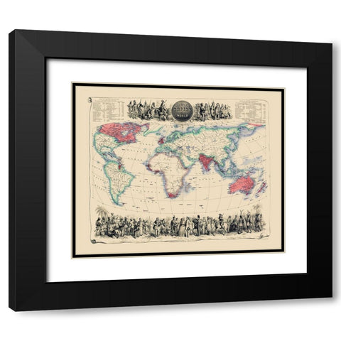 British Empire Throughout World - Fullarton 1864 Black Modern Wood Framed Art Print with Double Matting by Fullarton