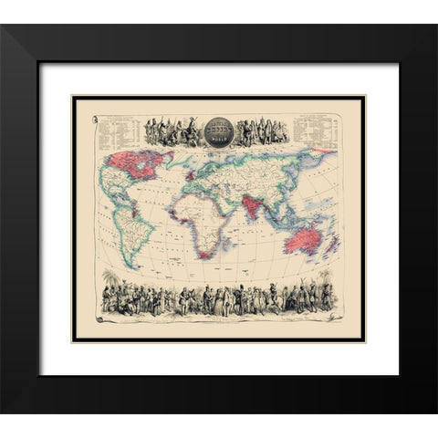 British Empire Throughout World - Fullarton 1864 Black Modern Wood Framed Art Print with Double Matting by Fullarton