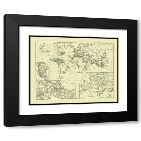 World - Spruner 1854 Black Modern Wood Framed Art Print with Double Matting by Spruner