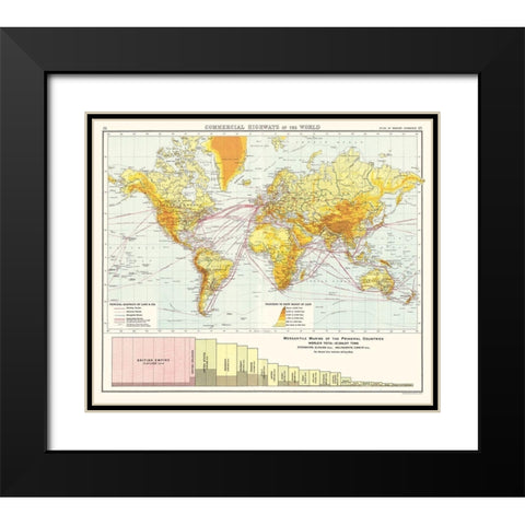 World Commercial Highways - Newnes 1907 Black Modern Wood Framed Art Print with Double Matting by Newnes