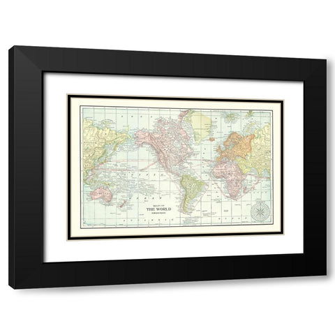 World - Cram 1898 Black Modern Wood Framed Art Print with Double Matting by Cram