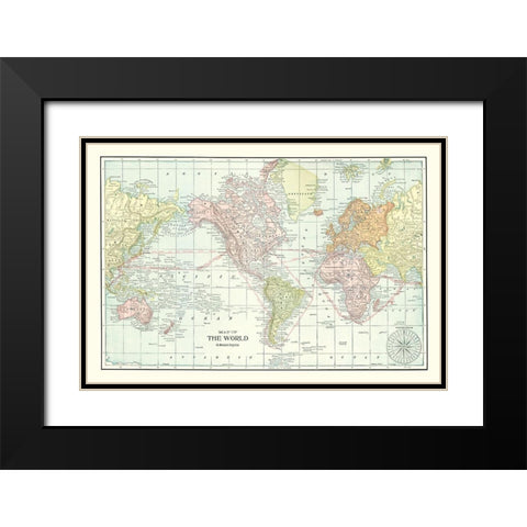 World - Cram 1898 Black Modern Wood Framed Art Print with Double Matting by Cram