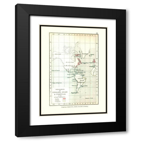 Discoveries England Spain Portugal - Gardiner 1902 Black Modern Wood Framed Art Print with Double Matting by Gardiner