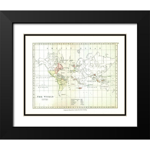 World in 1772 - Gardiner 1902 Black Modern Wood Framed Art Print with Double Matting by Gardiner