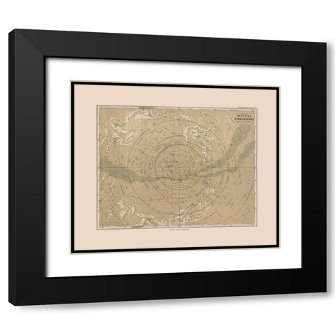 Southern Sky - Stieler 1885 Black Modern Wood Framed Art Print with Double Matting by Stieler