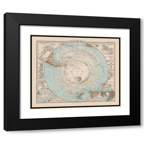 South Pole - Stieler 1885 Black Modern Wood Framed Art Print with Double Matting by Stieler