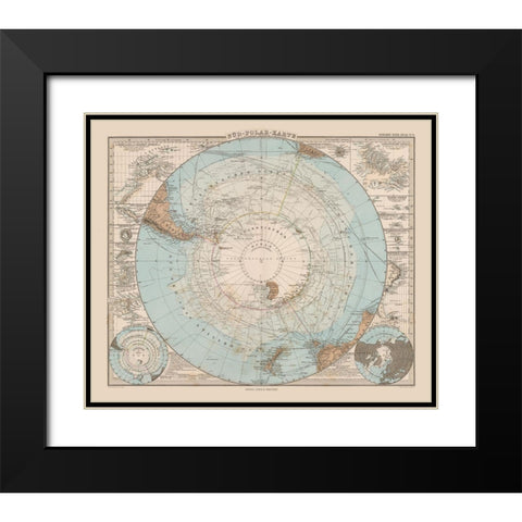 South Pole - Stieler 1885 Black Modern Wood Framed Art Print with Double Matting by Stieler