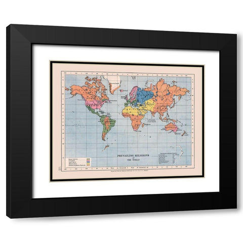 World Religions - Case 1878 Black Modern Wood Framed Art Print with Double Matting by Case
