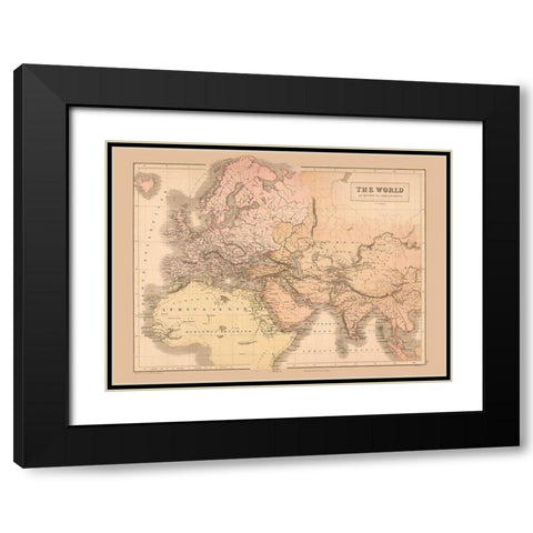 Ancient Europe Asia Africa - Black 1867 Black Modern Wood Framed Art Print with Double Matting by Black