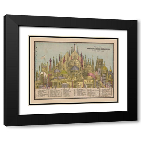 Principal High Buildings Old World - Cram 1888 Black Modern Wood Framed Art Print with Double Matting by Cram