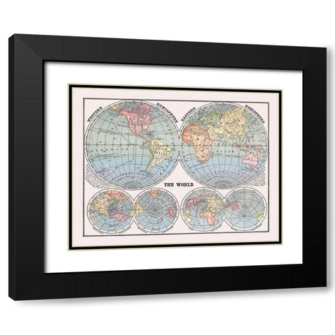 Western Eastern Hemispheres - Monteith 1882 Black Modern Wood Framed Art Print with Double Matting by Monteith