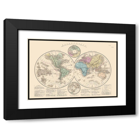World - Drioux 1882 Black Modern Wood Framed Art Print with Double Matting by Drioux