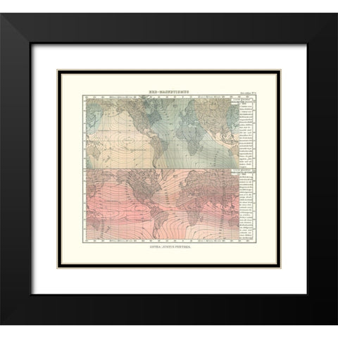 Earth Magnetism - Perthes 1914 Black Modern Wood Framed Art Print with Double Matting by Perthes