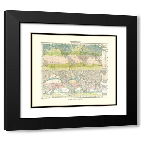 Isotherm Ocean Currents - Perthes 1914 Black Modern Wood Framed Art Print with Double Matting by Perthes