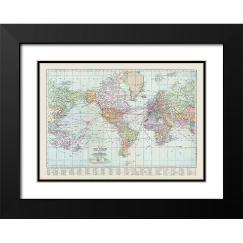 World - Reynold 1921 Black Modern Wood Framed Art Print with Double Matting by Reynold