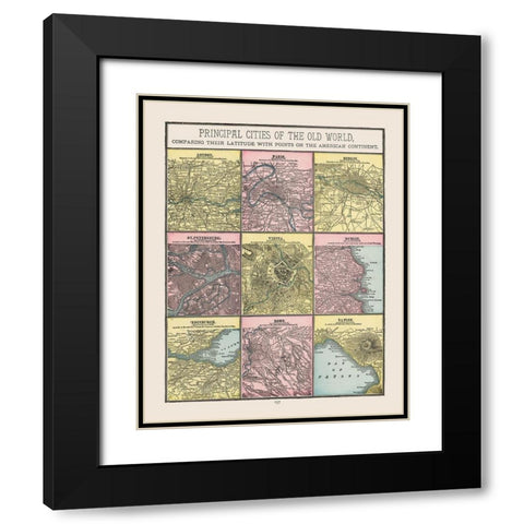 Cities of World - Cram 1892 Black Modern Wood Framed Art Print with Double Matting by Cram