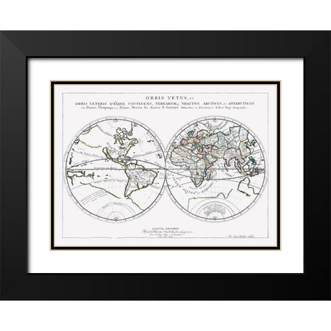 Old World New World - Sanson 1641 Black Modern Wood Framed Art Print with Double Matting by Sanson