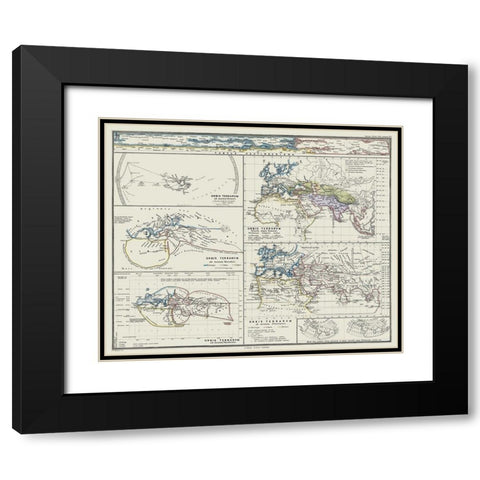 World as seen by Ancients - Spruner 1865 Black Modern Wood Framed Art Print with Double Matting by Spruner