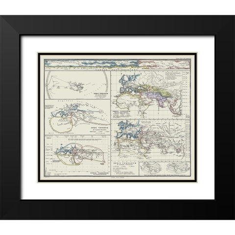 World as seen by Ancients - Spruner 1865 Black Modern Wood Framed Art Print with Double Matting by Spruner