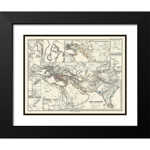 World Persian Time - Spruner 1865 Black Modern Wood Framed Art Print with Double Matting by Spruner