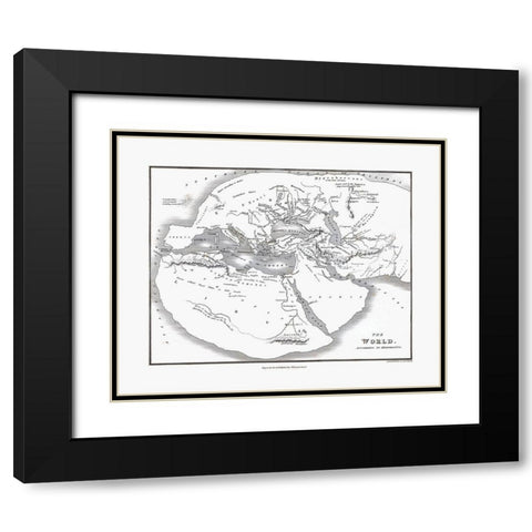 World Herodotus - Oxford 1828 Black Modern Wood Framed Art Print with Double Matting by Oxford