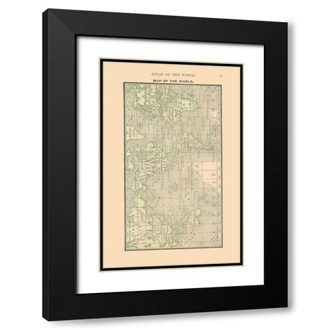 World - Alden 1886 Black Modern Wood Framed Art Print with Double Matting by Alden