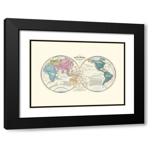 World Black Modern Wood Framed Art Print with Double Matting by Unknown