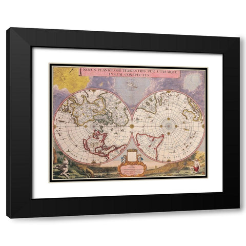 World - Valck Black Modern Wood Framed Art Print with Double Matting by Valck