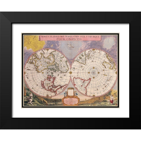 World - Valck Black Modern Wood Framed Art Print with Double Matting by Valck