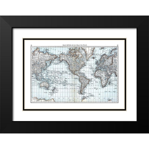 World - Rand McNally Black Modern Wood Framed Art Print with Double Matting by Rand McNally