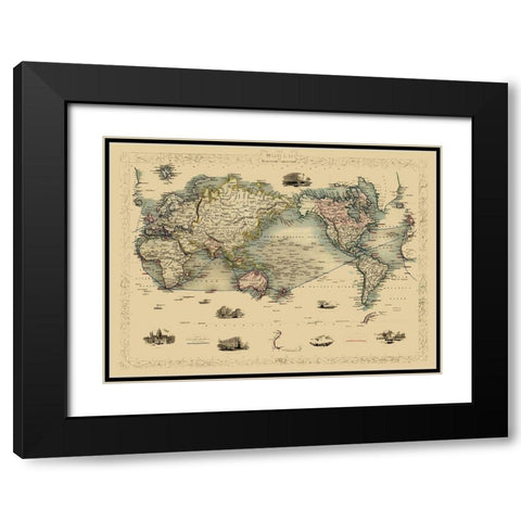 World Black Modern Wood Framed Art Print with Double Matting by Unknown