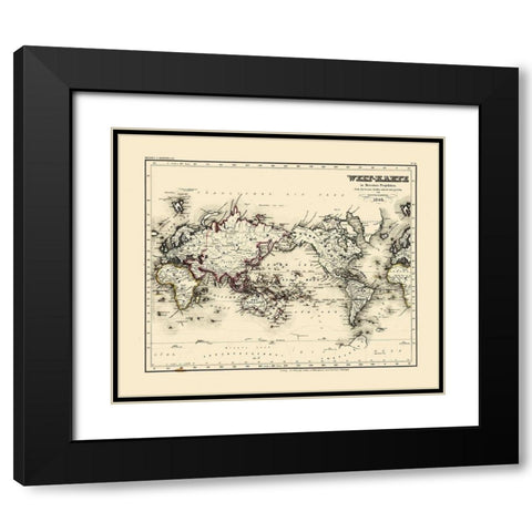 World - Meyer 1844 Black Modern Wood Framed Art Print with Double Matting by Meyer